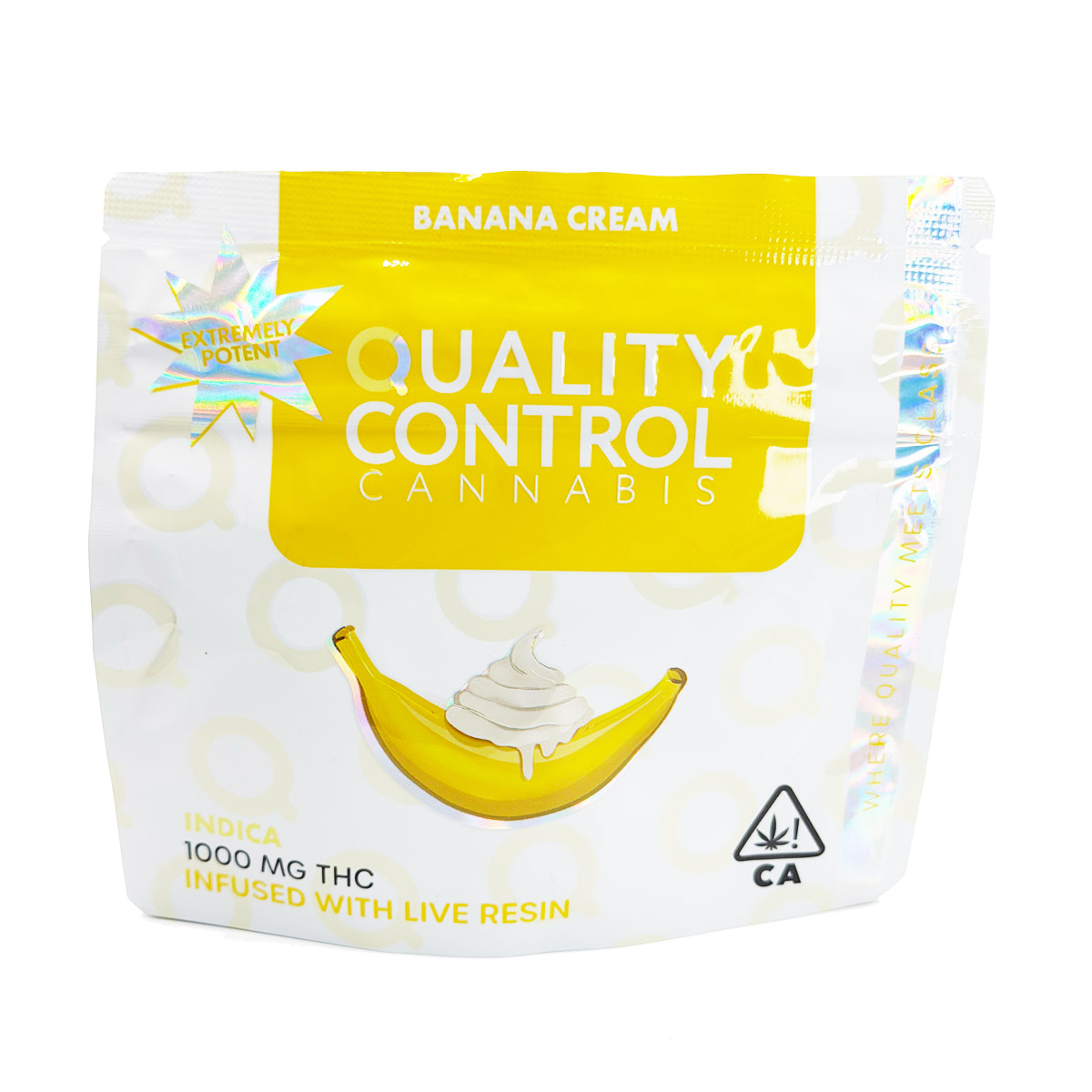 Quality Control Cannabis Live Resin Infused Banana Cream (Indica) 1000mg (10x100mg) Edible Gummies