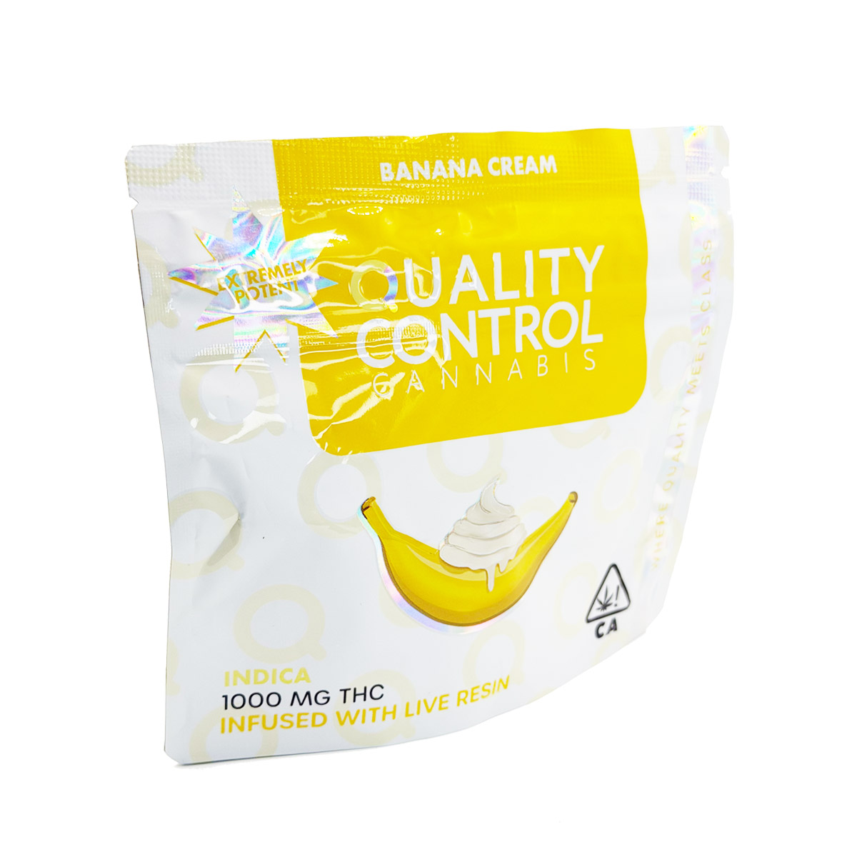 Quality Control Cannabis Live Resin Infused Banana Cream (Indica) 1000mg (10x100mg) Edible Gummies