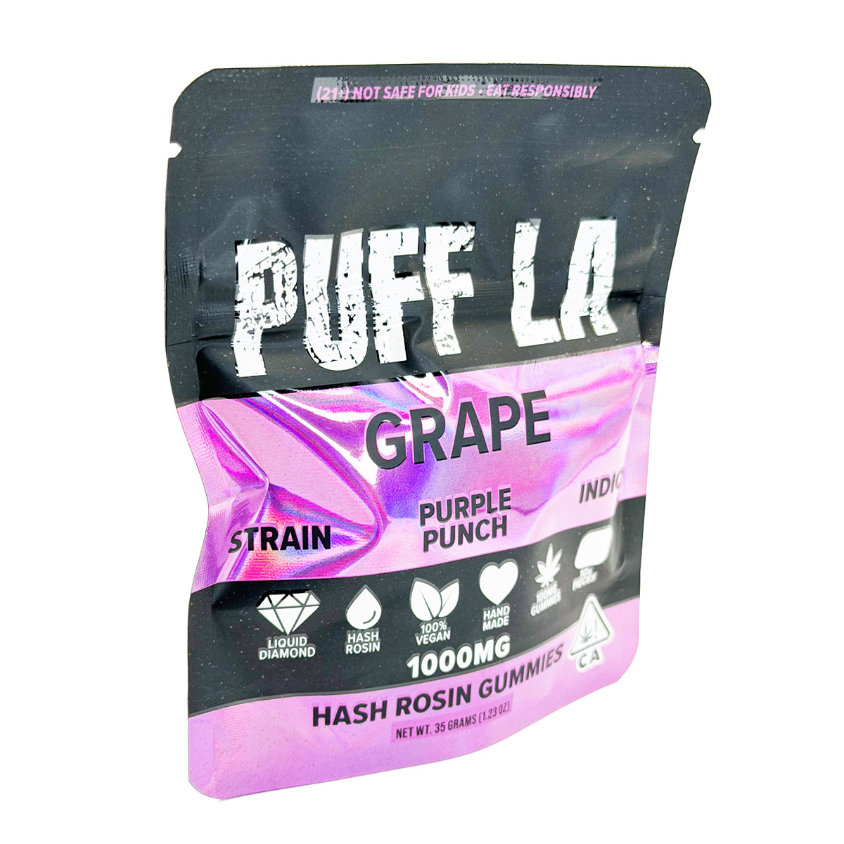 Puff LA Hash Rosin Purple Punch (Indica) 1000mg (10x100mg) Edible Gummies