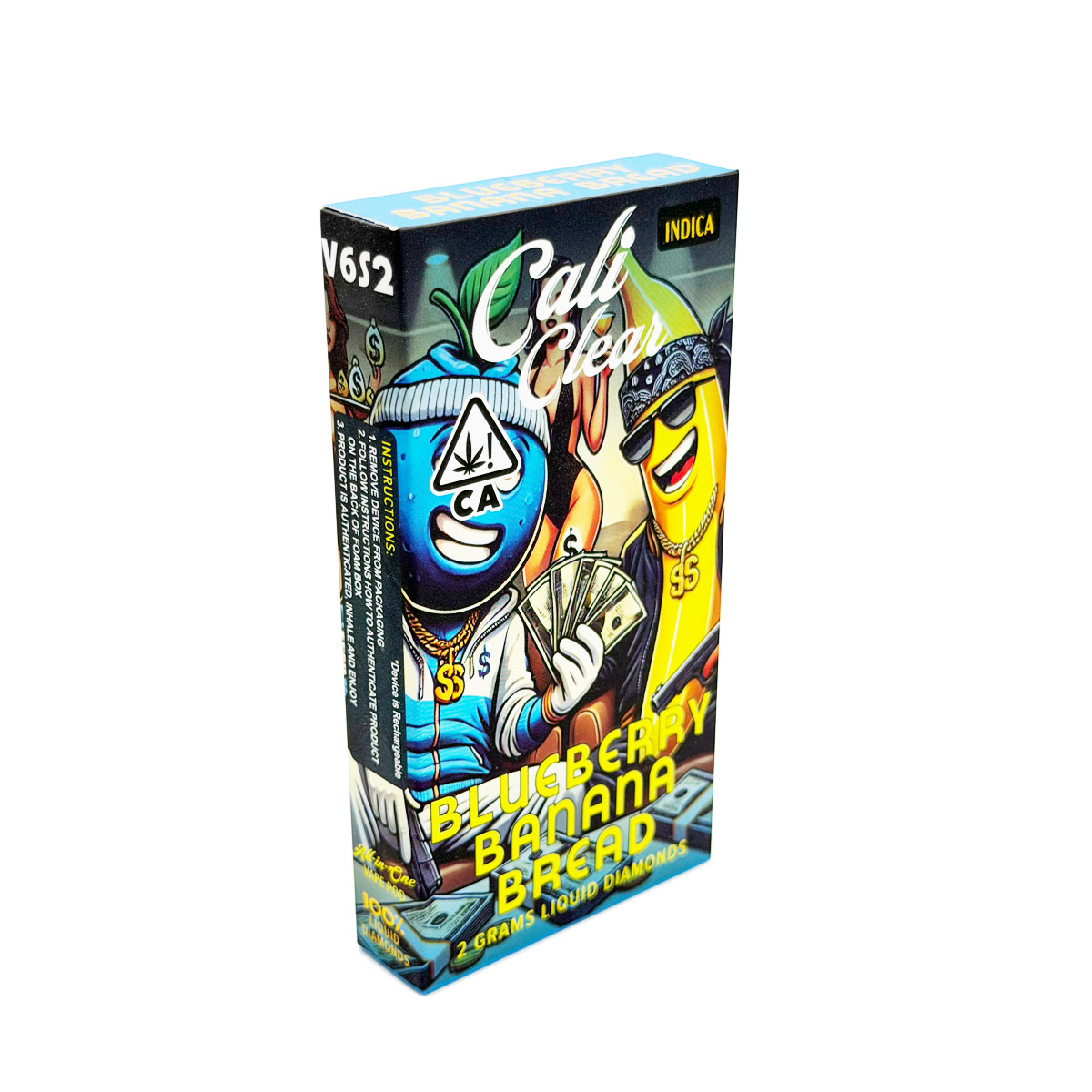 Cali Clear Liquid Diamonds Blueberry Banana Bread (Indica) 2 Grams (2g) Disposable Vape