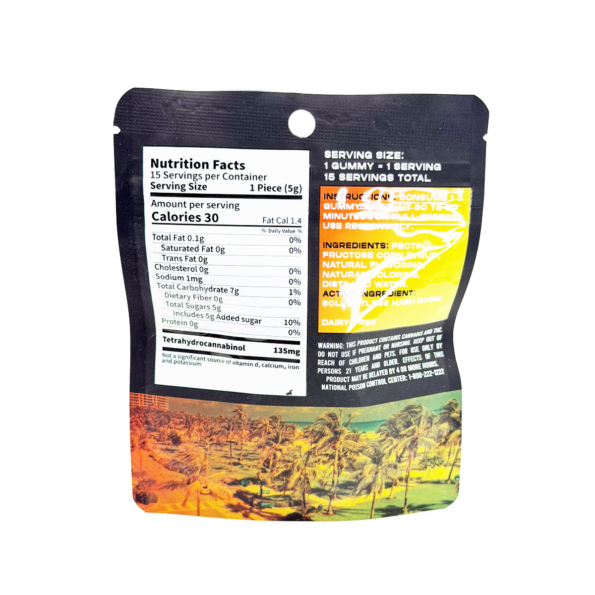 Moodz Cannabis Infused THC Solventless Rosin Mango (Indica) 2000mg (15x135mg) Edible Gummies