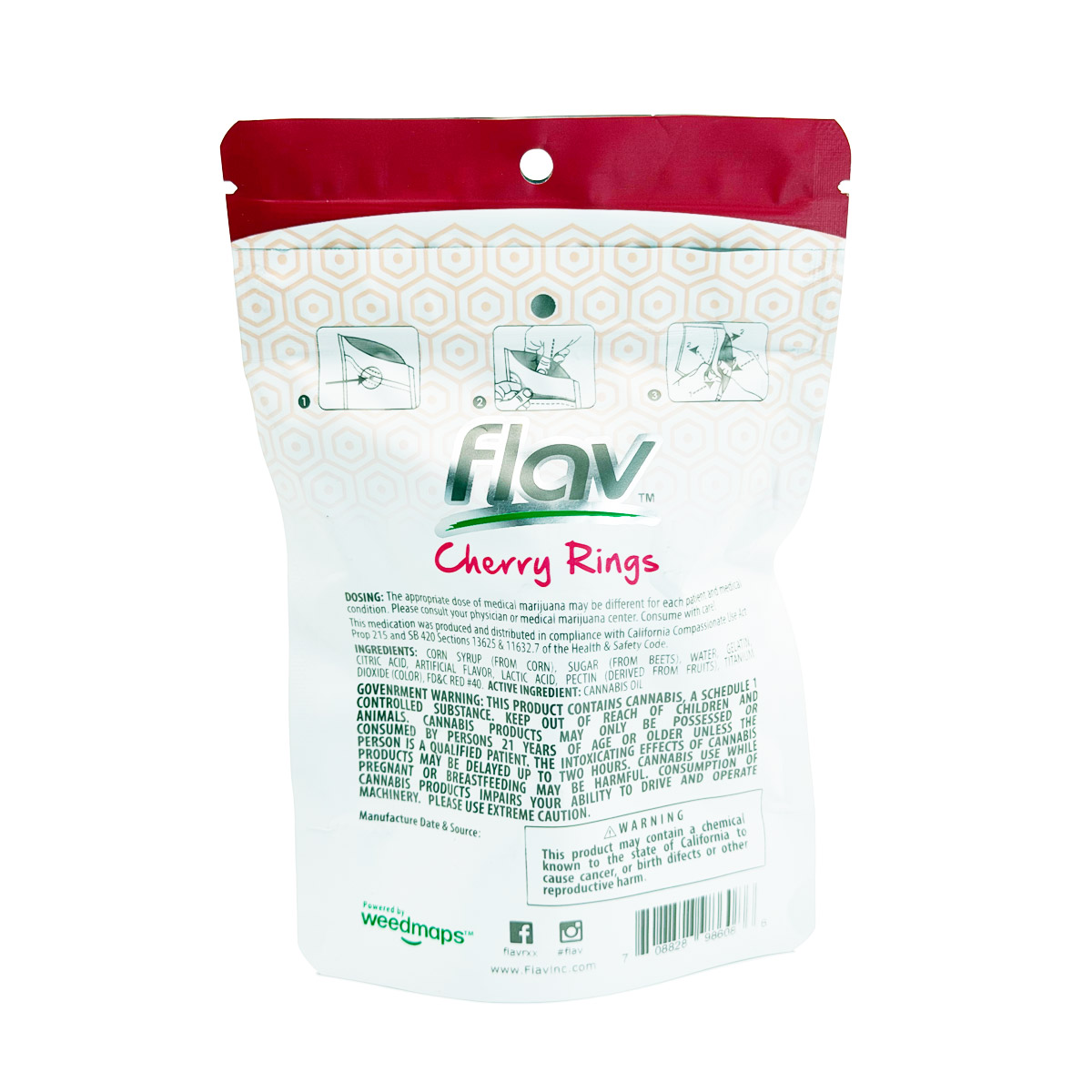 Flav Cannabis Infused THC Sour Cherry Rings 100mg (10x10mg) Edible Gummies