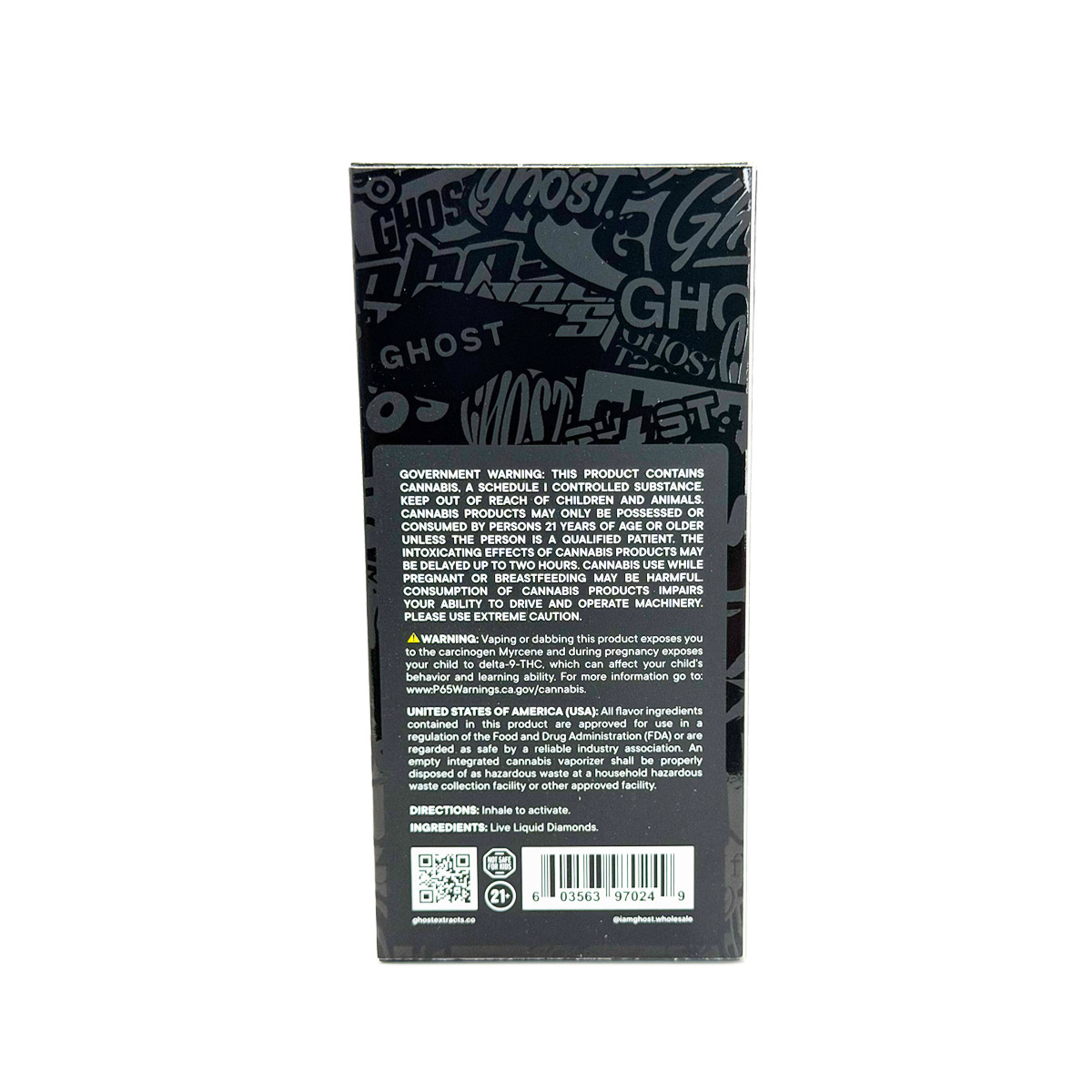 Ghost Live Liquid Diamonds All-in-One Bubba Drift (Sativa) 2 Grams (2g) Disposable Vape