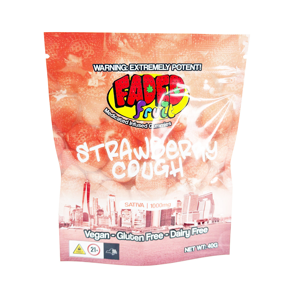 Faded Fruit Medicated Infused Strawberry Cough (Sativa) 1000mg Edible Gummies
