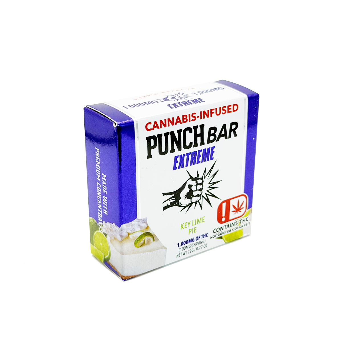 Punch Bar Extreme Cannabis Infused THC Key Lime Pie 1000mg Edible Chocolate Bar