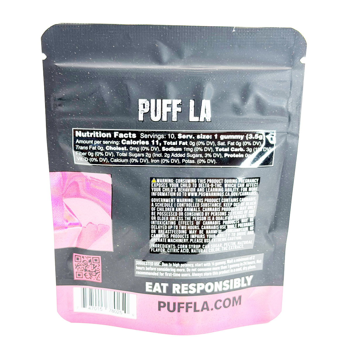 Puff LA Hash Rosin Strawberry Kush (Hybrid) 1000mg (10x100mg) Edible Gummies