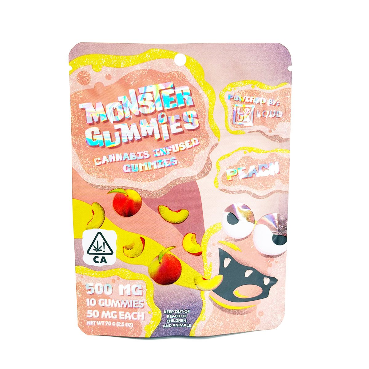 Loud Brandz Monster Cannabis Infused Peach 500mg (10x50mg) Edible Gummies