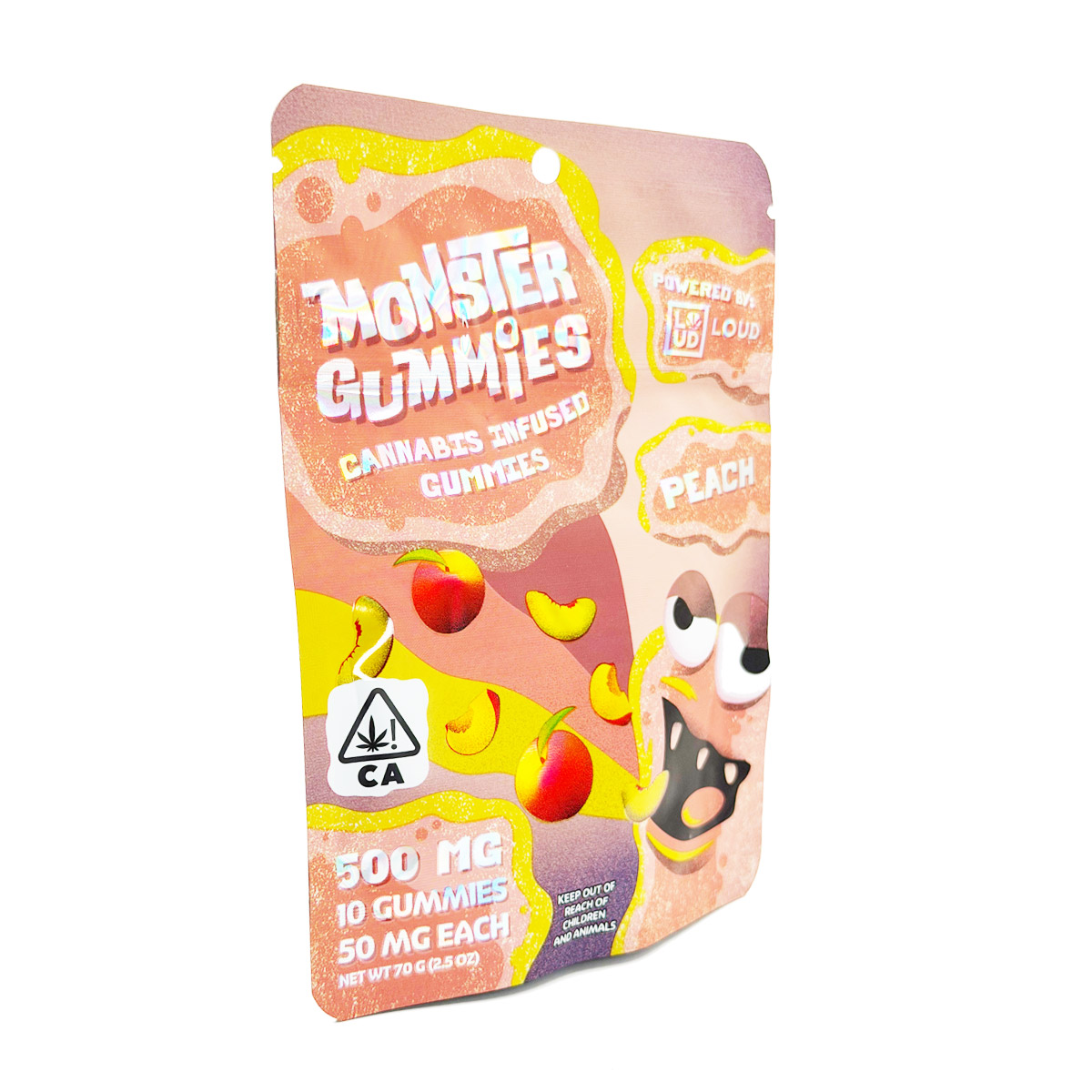 Loud Brandz Monster Cannabis Infused Peach 500mg (10x50mg) Edible Gummies
