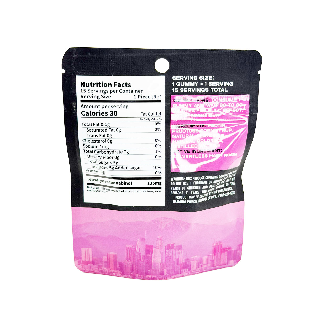 Moodz Cannabis Infused THC Solventless Rosin Bubblegum (Hybrid) 2000mg (15x135mg) Edible Gummies
