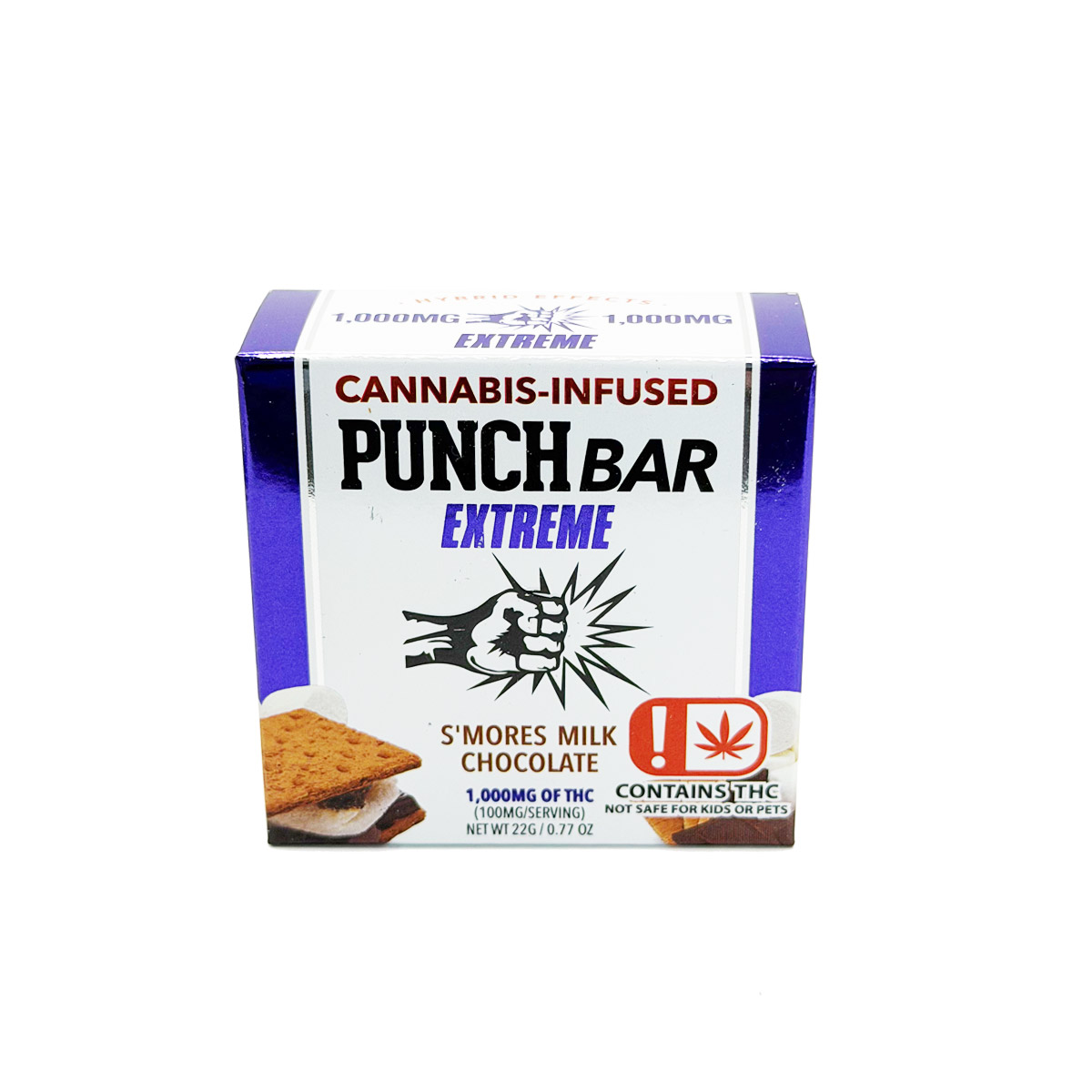 Punch Bar Extreme Cannabis Infused THC SMores Milk Chocolate 1000mg Edible Chocolate Bar