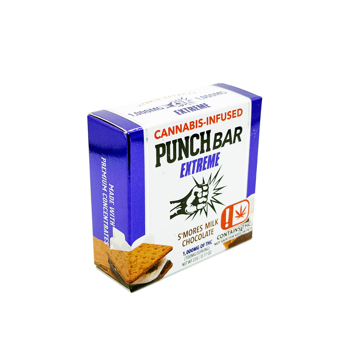 Punch Bar Extreme Cannabis Infused THC SMores Milk Chocolate 1000mg Edible Chocolate Bar