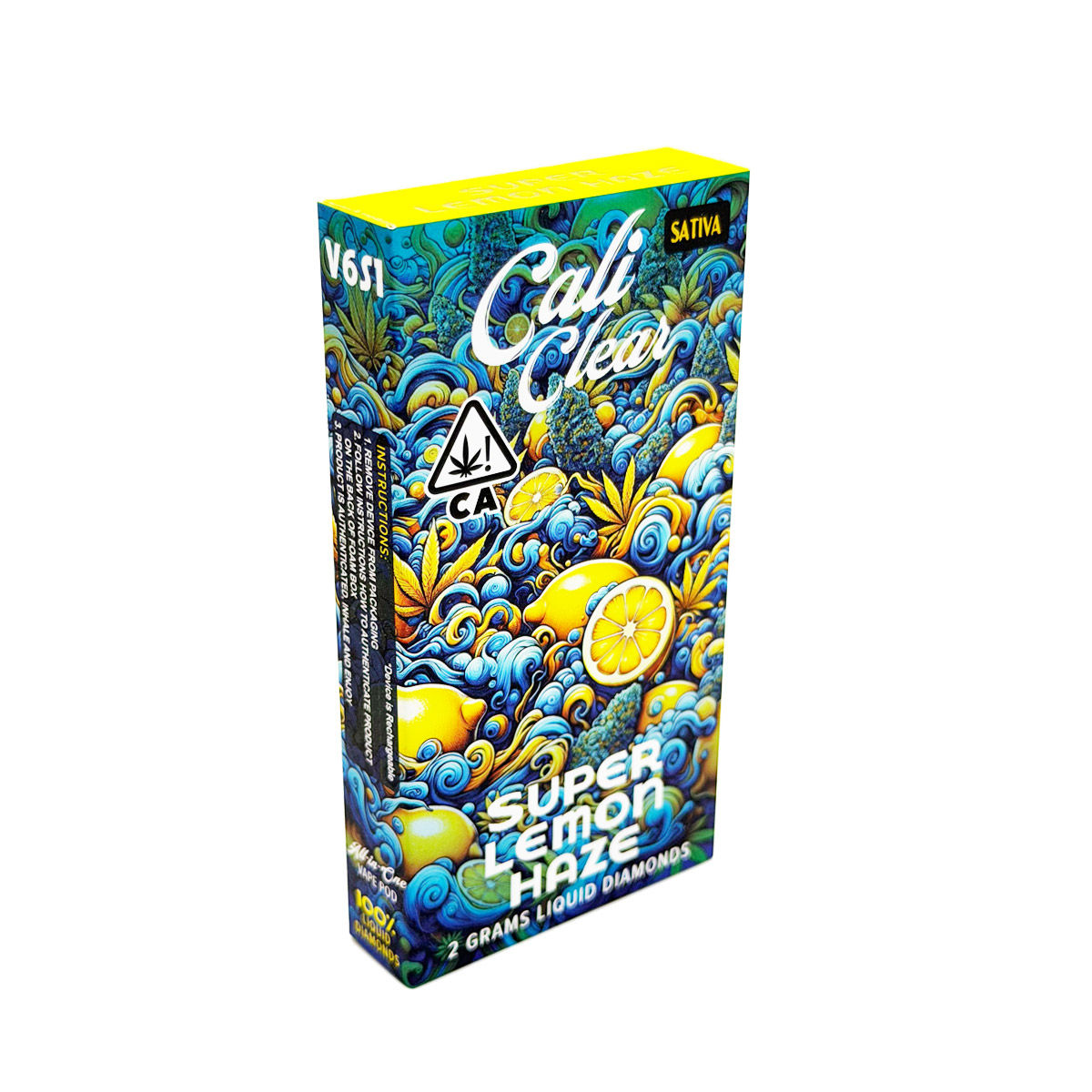 Cali Clear Liquid Diamonds Super Lemon Haze (Sativa) 2 Grams (2g) Disposable Vape