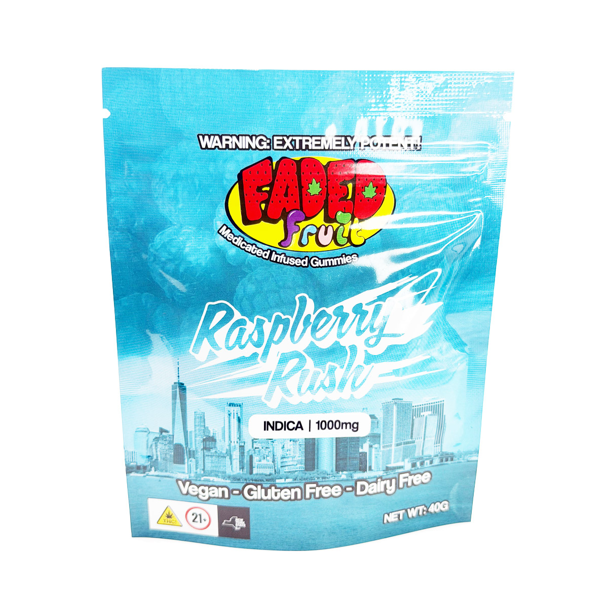 Faded Fruit Medicated Infused Raspberry Rush (Indica) 1000mg Edible Gummies