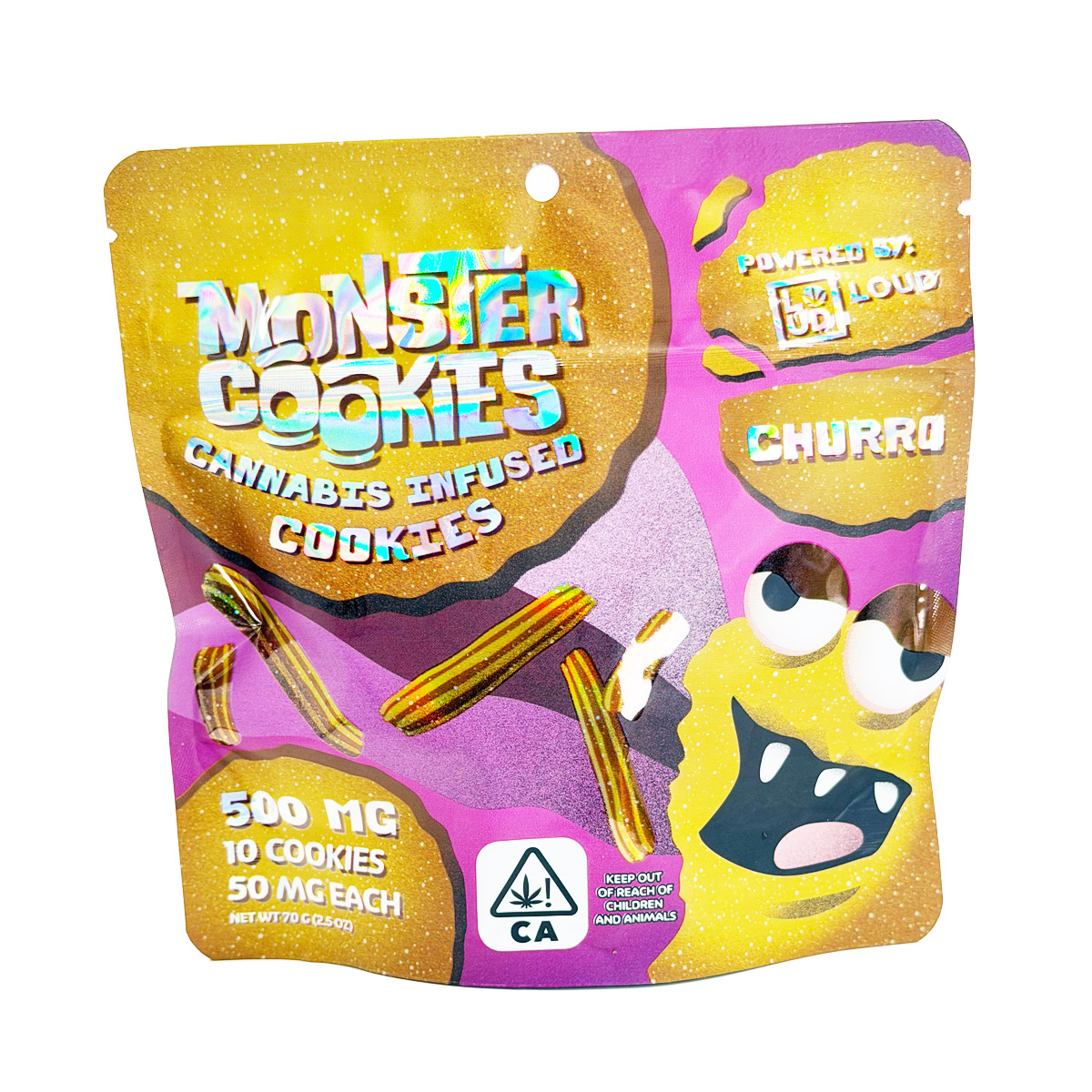 Loud Brandz Monster Cookies Churro Cannabis Infused 500mg (10x50mg) Edible Cookies