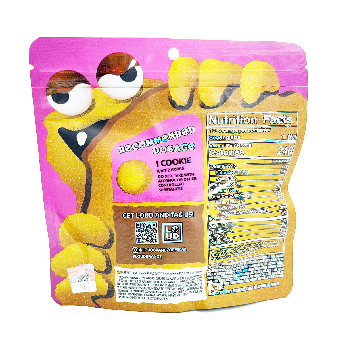 Loud Brandz Monster Cookies Churro Cannabis Infused 500mg (10x50mg) Edible Cookies