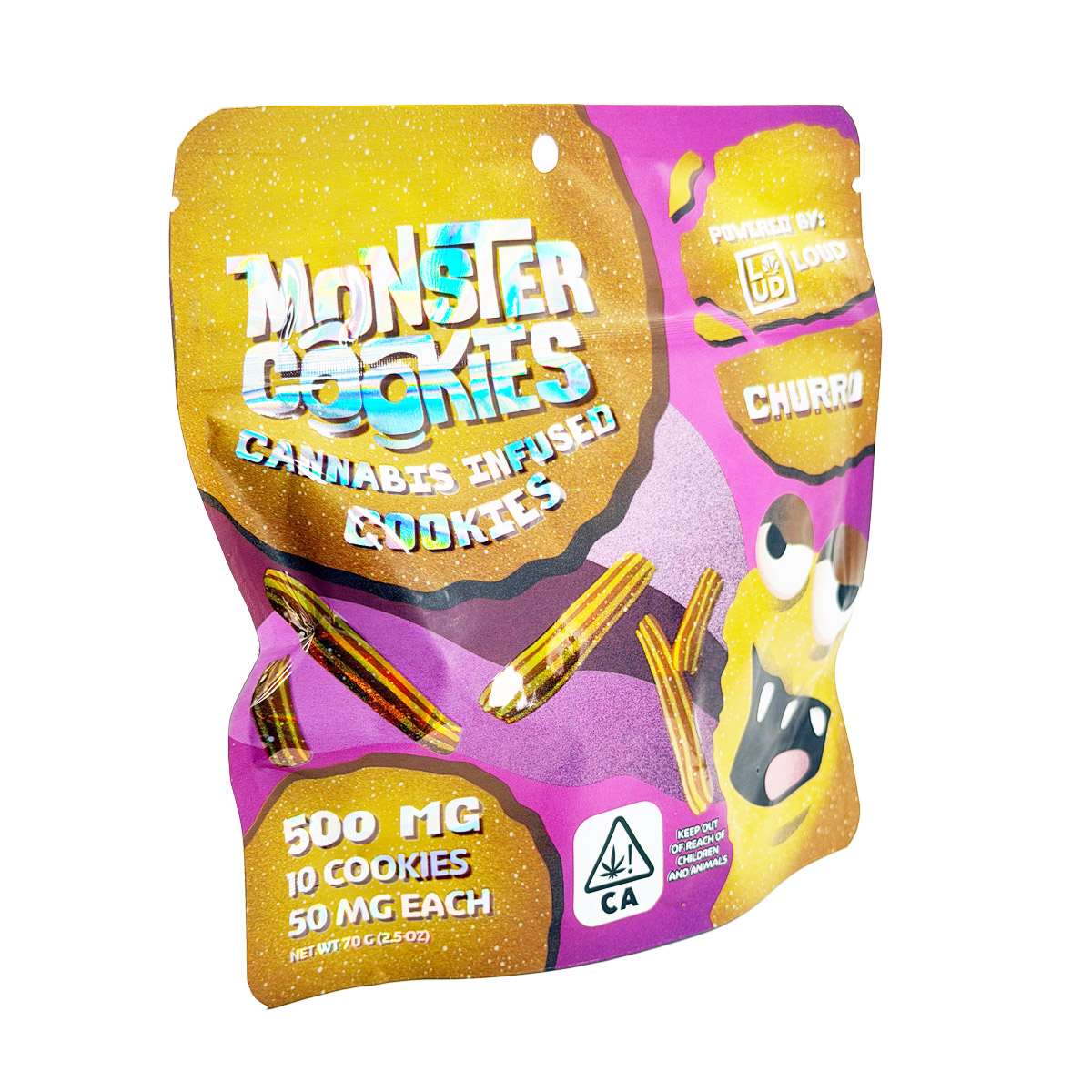 Loud Brandz Monster Cookies Churro Cannabis Infused 500mg (10x50mg) Edible Cookies