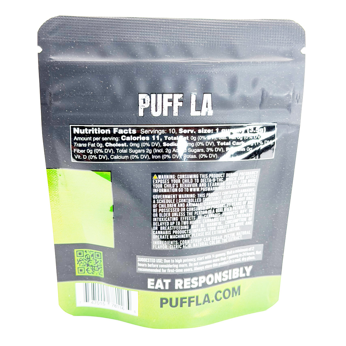 Puff LA Hash Rosin Watermelon Gelato (Indica) 1000mg (10x100mg) Edible Gummies