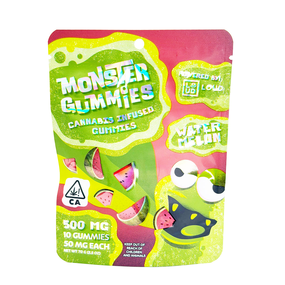 Loud Brandz Monster Cannabis Infused Watermelon 500mg (10x50mg) Edible Gummies