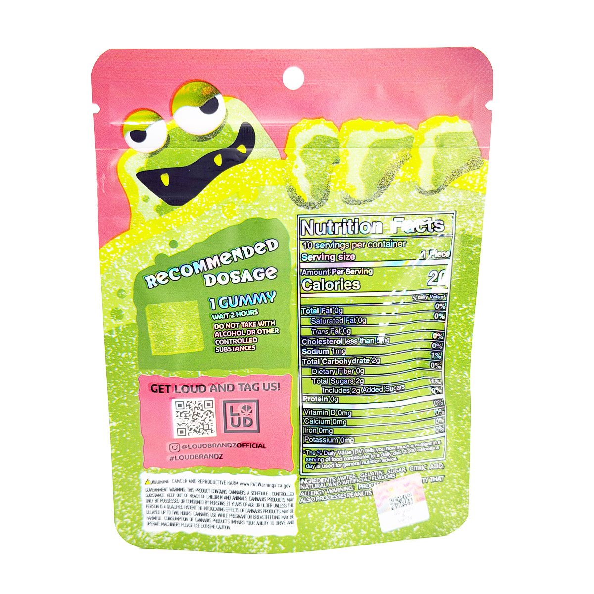 Loud Brandz Monster Cannabis Infused Watermelon 500mg (10x50mg) Edible Gummies