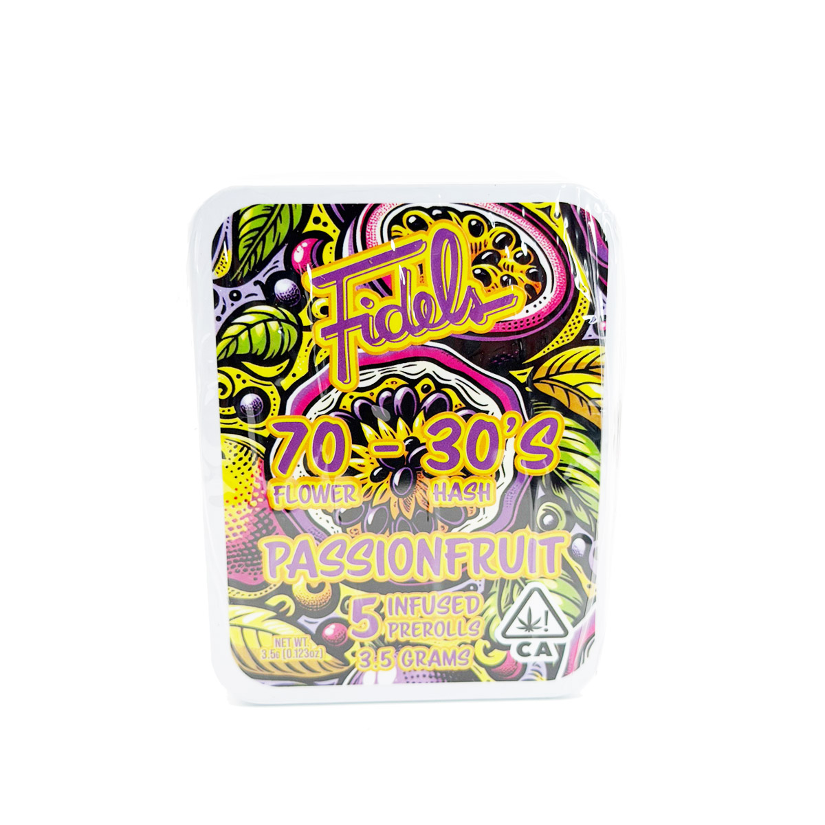 Fidel 70/30s Flower Hash Passionfruit 3.5 Grams (3.5g) Cannabis Infused Pre-Rolls (5-Pack)