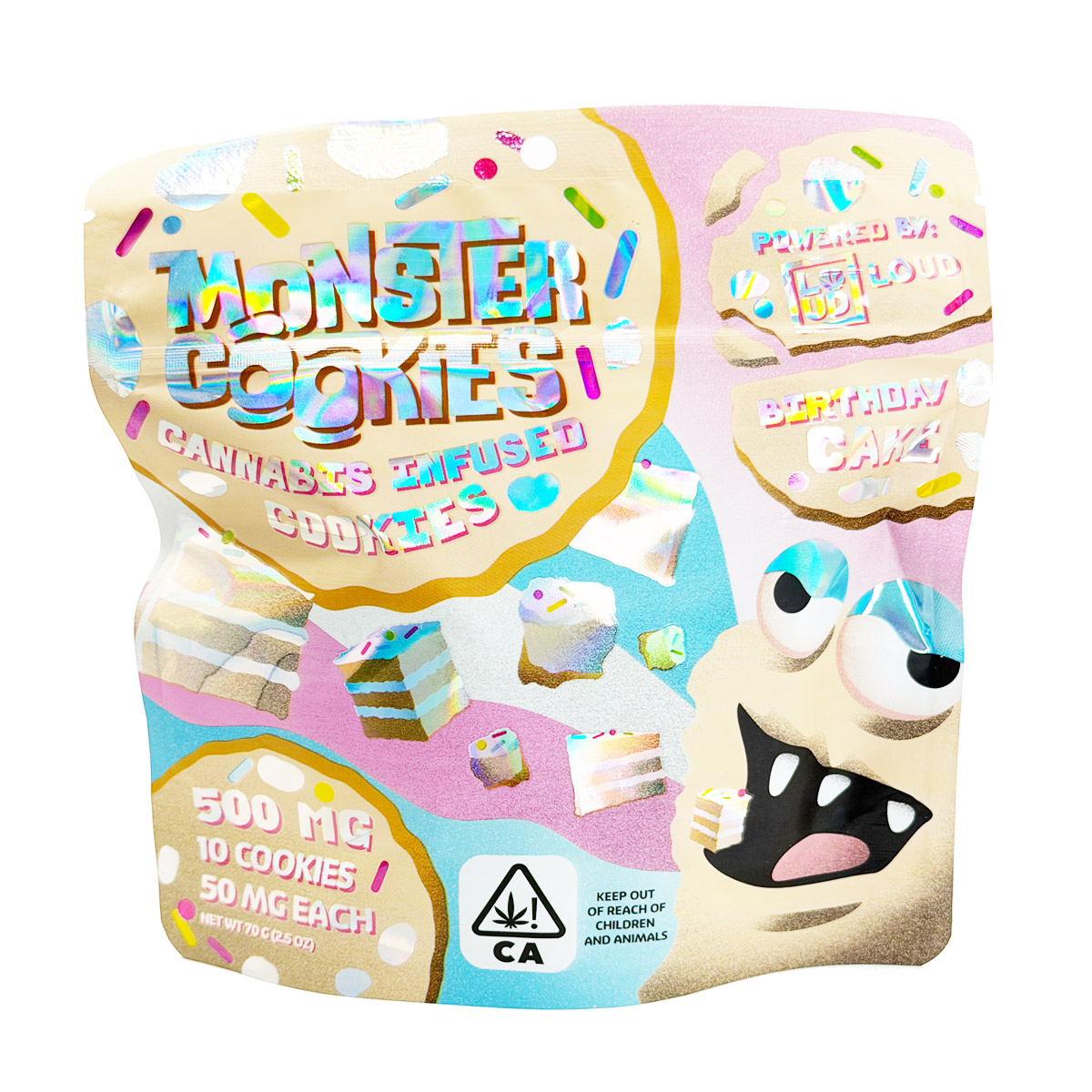 Loud Brandz Monster Cookies Birthday Cake Cannabis Infused 500mg (10x50mg) Edible Cookies