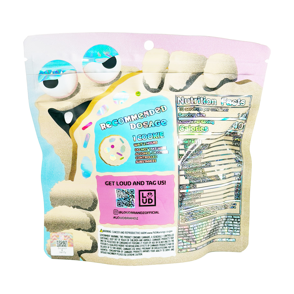 Loud Brandz Monster Cookies Birthday Cake Cannabis Infused 500mg (10x50mg) Edible Cookies