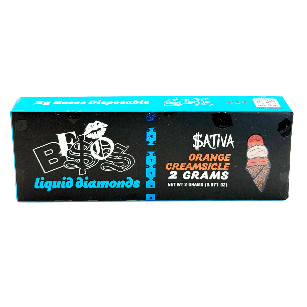 Besos Liquid Diamonds Orange Creamsicle (Sativa) 2 Grams (2g) Disposable Vape