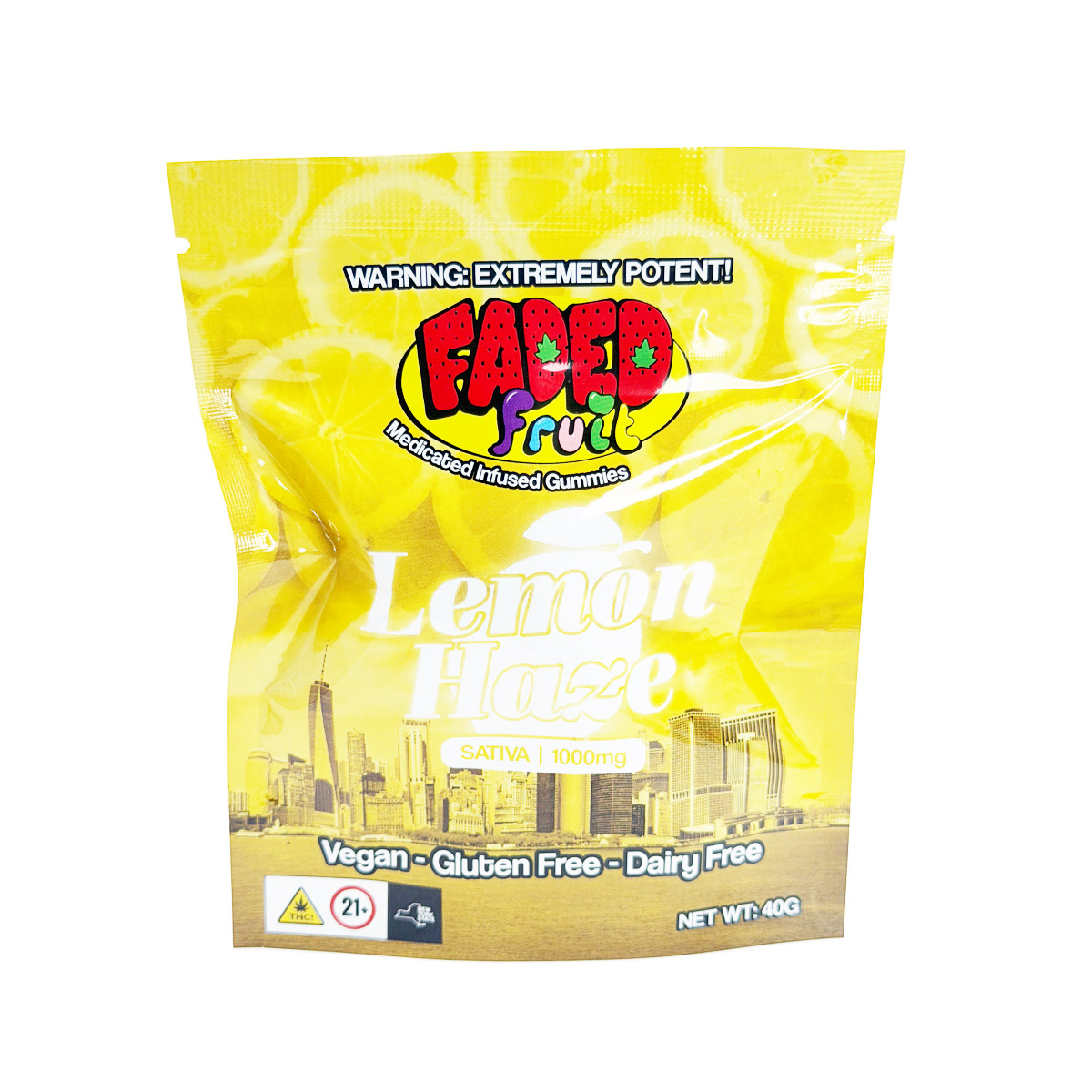 Faded Fruit Medicated Infused Lemon Haze (Sativa) 1000mg Edible Gummies