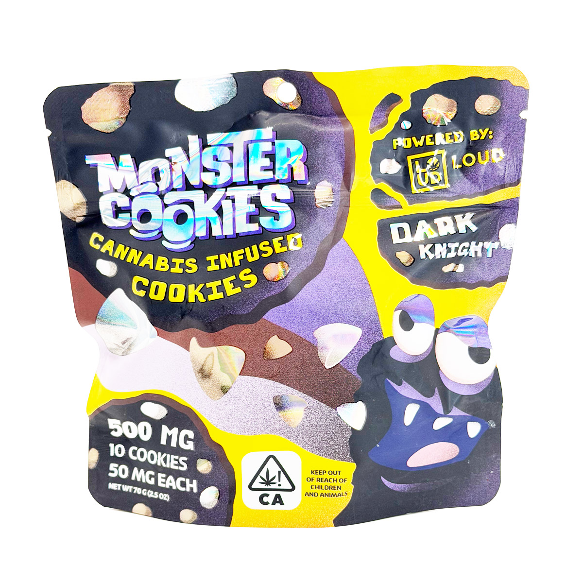 Loud Brandz Monster Cookies Dark Knight Cannabis Infused 500mg (10x50mg) Edible Cookies