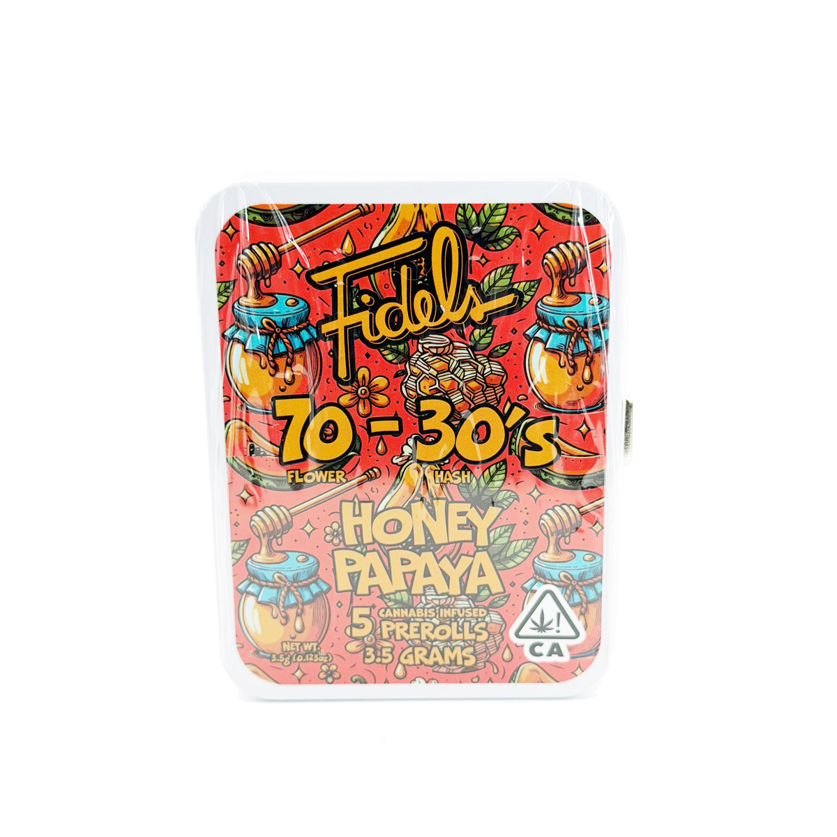 Fidel 70/30s Flower Hash Honey Papaya 3.5 Grams (3.5g) Cannabis Infused Pre-Rolls (5-Pack)